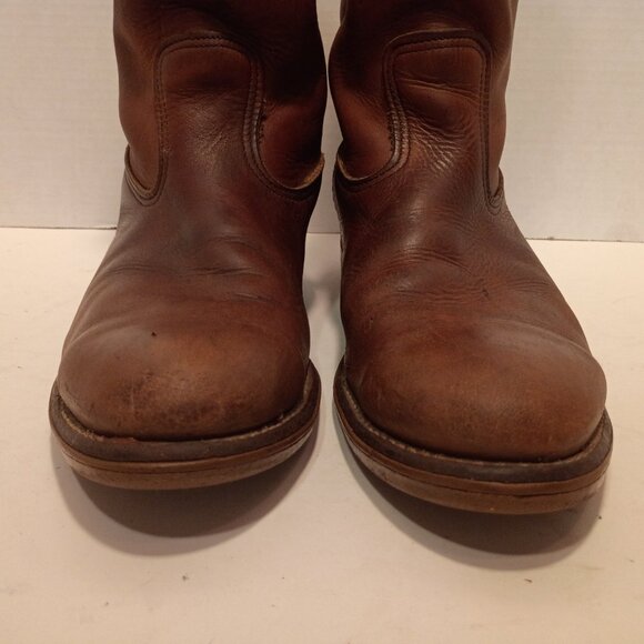 Vintage RED WING 1155 PECOS Size 11 Brown Leather Pull-on Work Boots *Classic* - Picture 4 of 14
